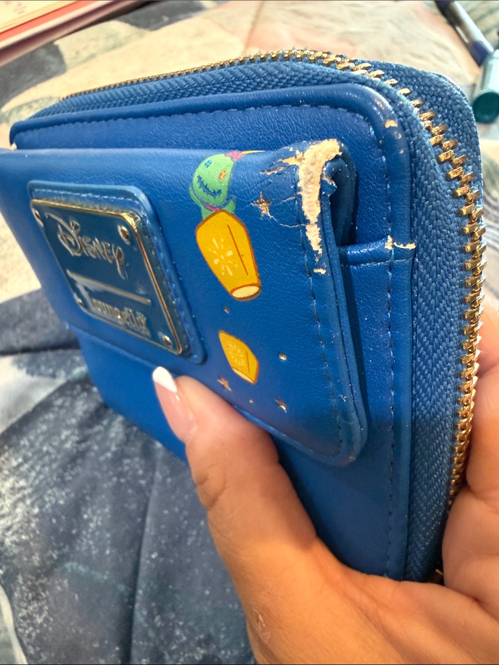Loungefly Blue Disney Wallet with Gold Plaque and Lantern Accents - Picture 7 of 10